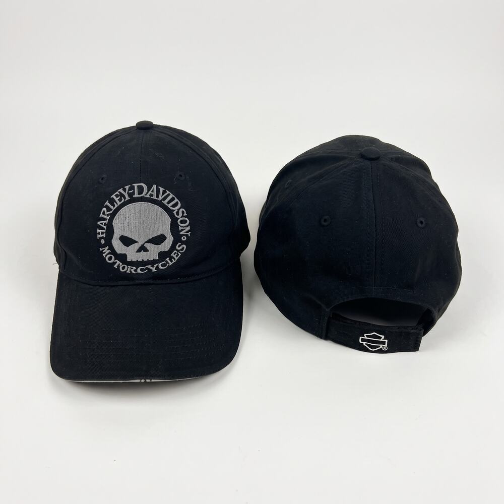 Harley Davidson Mens OS Biker Grunge Edgy Skull Logo Baseball Cap Adjustable